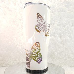 Rainbow Butterfly Tumbler w Collapsible Straw 30oz